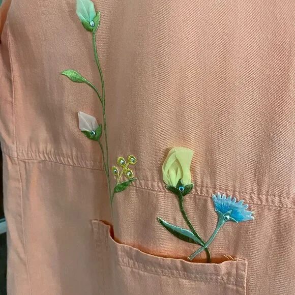 Vintage House dress - Peach Salmon colored Size Large - Picture 6 of 7